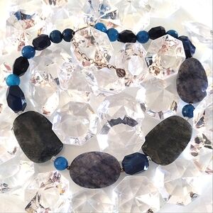 Barse 925 chunky blue lapis sodalite quartz necklace